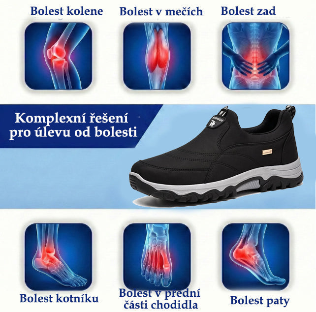 Pohodlná ortopedická obuv z semiše – měkká a pohodlná, s vynikající oporou – zmírňuje bolesti nohou.